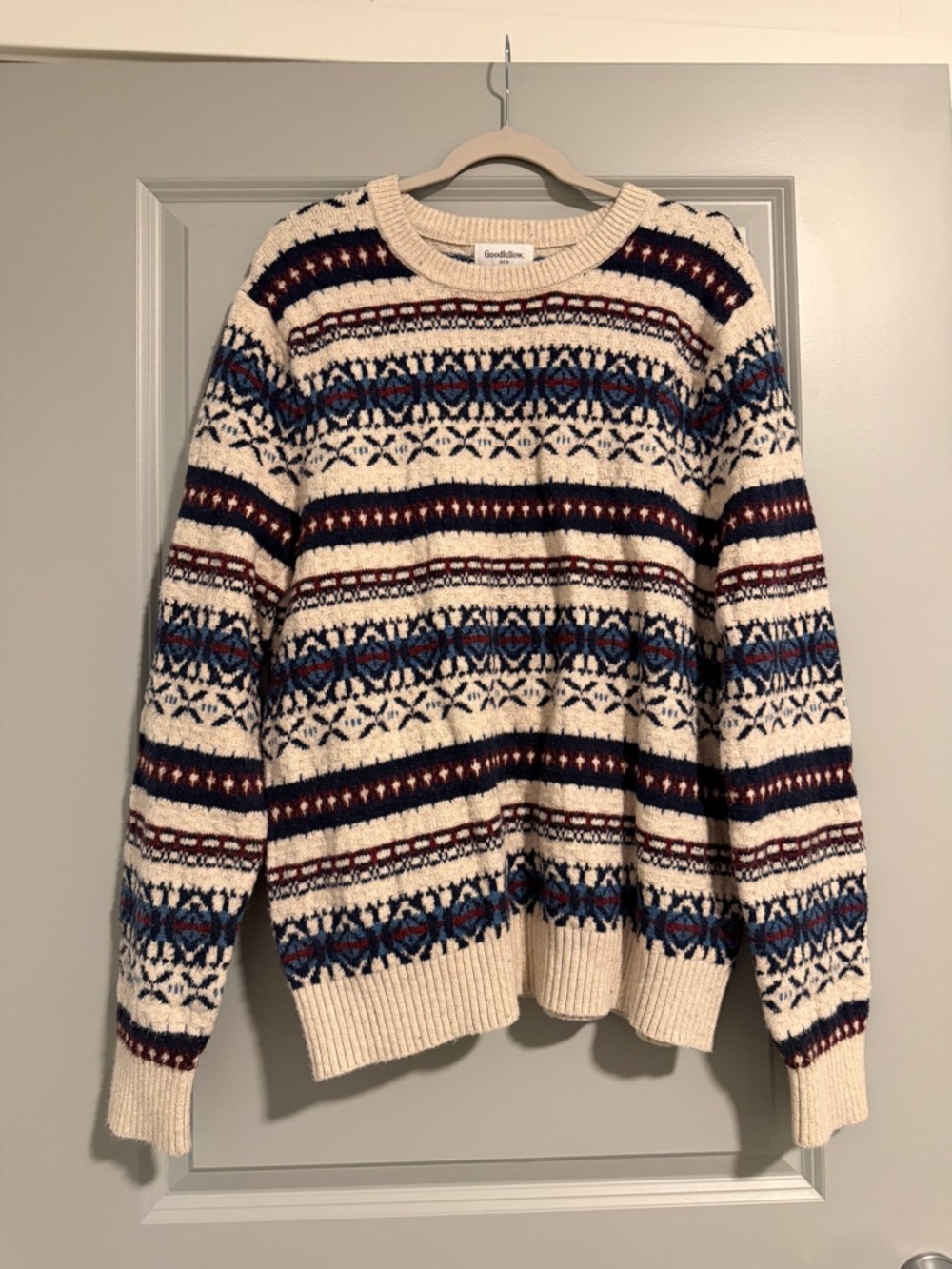 Goodfellow & Co Cream Fair Isle Crewneck